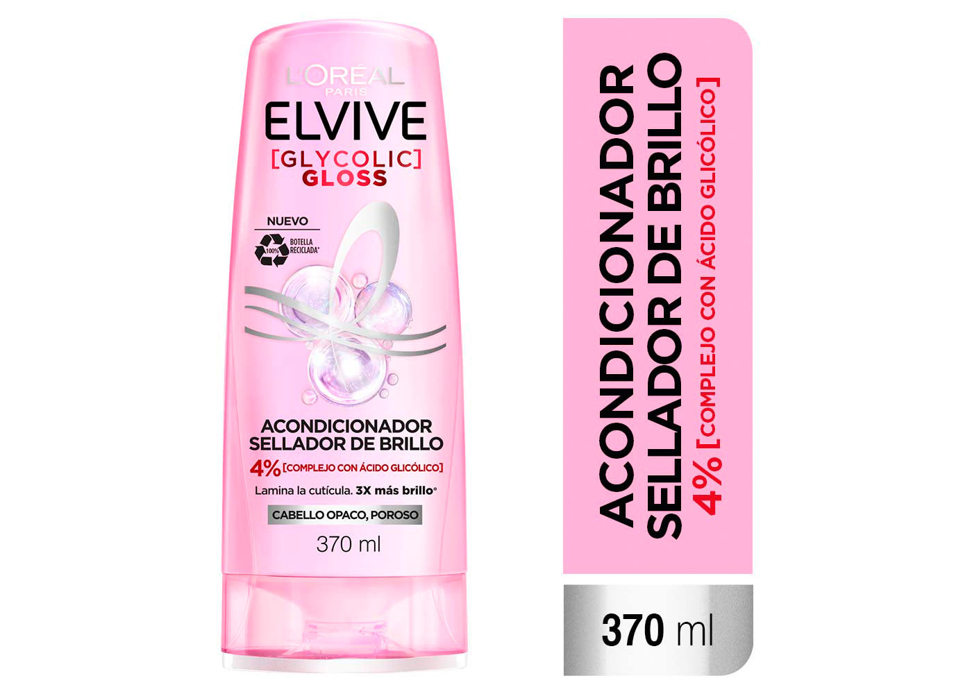L'Oréal Paris Elvive Acondicionador Glycolic Gloss, con Ãcido Glicólico, 370 Ml, 1 Unidad